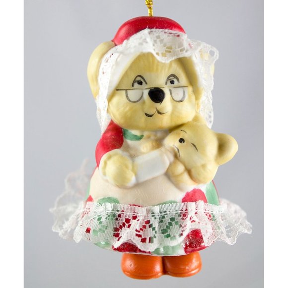 Jasco Caring Critter Chimer Bisque Porcelain Ornament Mother & Baby Bear Vintage - Picture 6 of 14